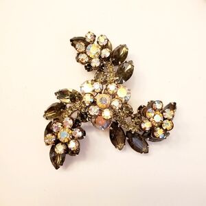 JULIANA Black Diamond Rhinestone Brooch, Verified, Swirl